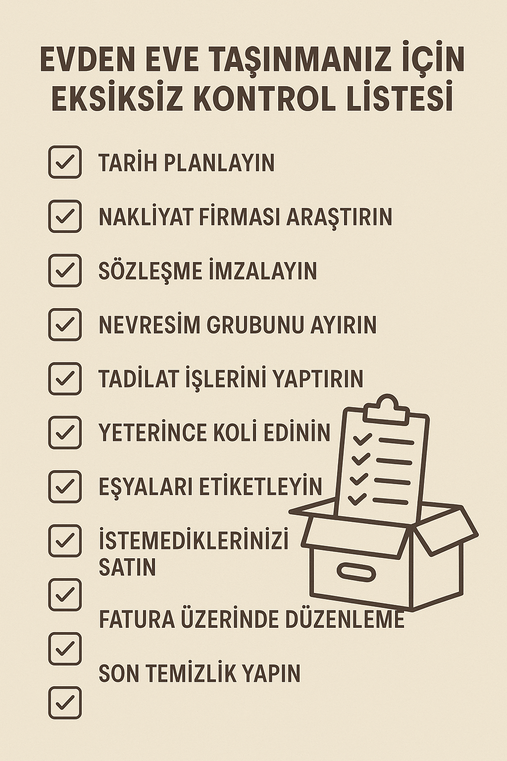 Evden Eve Taşınmanız İçin Eksiksiz Kontrol Listesi