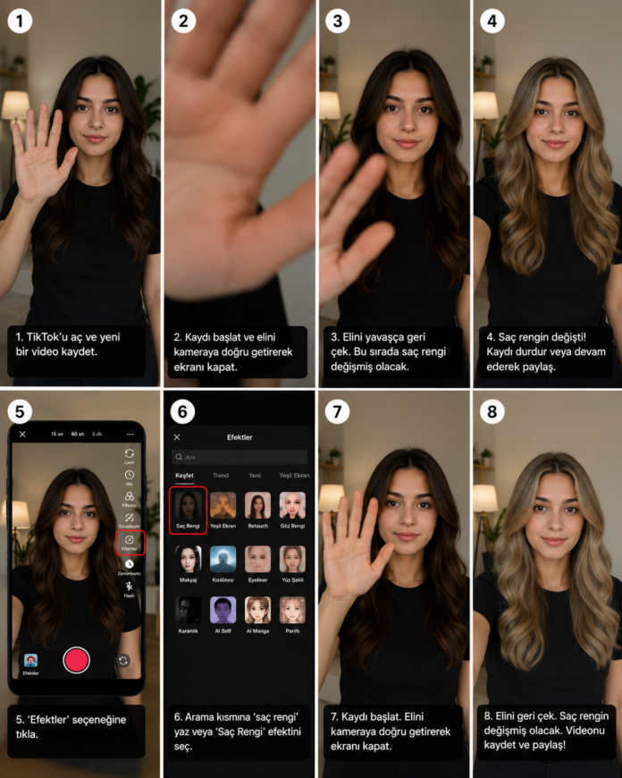 TikTok’ta Saç Rengi Değiştirme Efekti Nasıl Yapılır